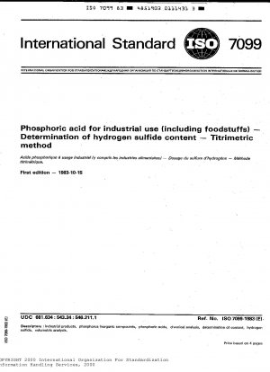 Phosphorsäure für gewerbliche Zwecke (einschließlich Lebensmittel); Bestimmung des Schwefelwasserstoffgehalts; Titrimetrische Methode