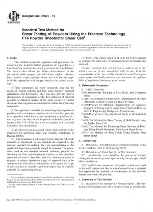 Standardtestmethode für die Scherprüfung von Pulvern mit der FT4-Pulverrheometer-Scherzelle von Freeman Technology