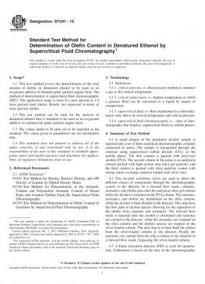 Standardtestmethode zur Bestimmung des Olefingehalts in denaturiertem Ethanol mittels überkritischer Flüssigkeitschromatographie