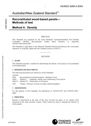 Rekonstituierte Holzwerkstoffplatten Testmethoden Methode 4: Dichte (Ersetzt AS/NZS 4266.4(int): 2001)