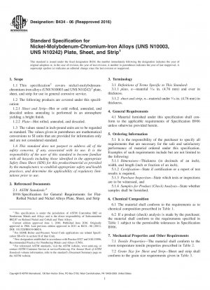 Standardspezifikation für Platten, Bleche und Bänder aus Nickel-Molybdän-Chrom-Eisen-Legierungen (UNS N10003, UNS N10242).