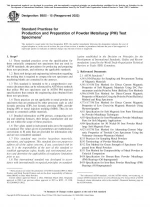 Standardpraktiken für die Herstellung und Vorbereitung von Prüfkörpern für die Pulvermetallurgie (PM).