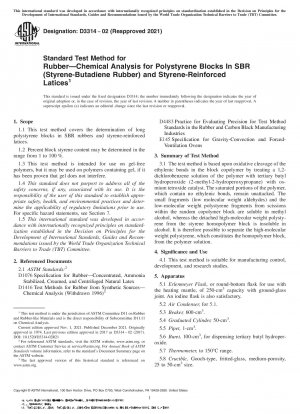 Standardtestmethode für Gummi – Chemische Analyse für Polystyrolblöcke in SBR (Styrol-Butadien-Kautschuk) und styrolverstärkten Latices
