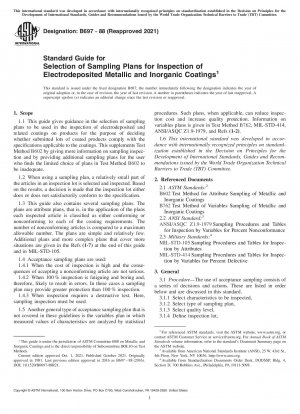Standardhandbuch für die Auswahl von Probenahmeplänen für die Inspektion galvanisch abgeschiedener metallischer und anorganischer Beschichtungen