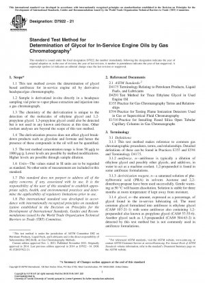 Standardtestmethode zur Bestimmung von Glykol für in Betrieb befindliche Motoröle mittels Gaschromatographie