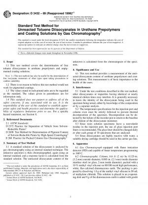 Standardtestmethode für nicht umgesetzte Toluoldiisocyanate in Urethan-Präpolymeren und Beschichtungslösungen durch Gaschromatographie