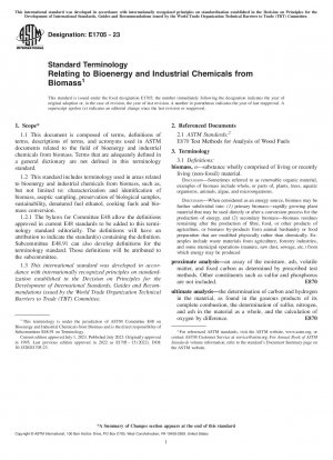 Standardterminologie in Bezug auf Bioenergie und Industriechemikalien aus Biomasse