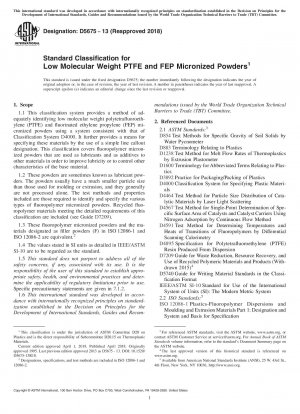 Standardklassifizierung für mikronisierte PTFE- und FEP-Pulver mit niedrigem Molekulargewicht