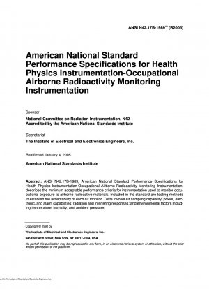 Leistungsspezifikationen für Instrumente der Gesundheitsphysik – Instrumente zur Überwachung der Radioaktivität in der Luft am Arbeitsplatz