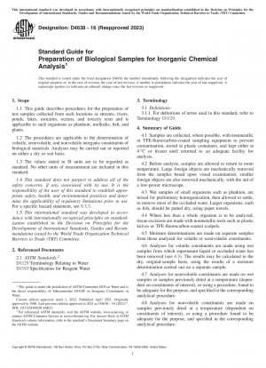 Standardhandbuch für die Vorbereitung biologischer Proben für die anorganisch-chemische Analyse