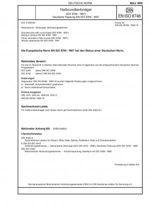 Kerbstifte mit Rundkopf (ISO 8746:1997); Deutsche Fassung EN ISO 8746:1997