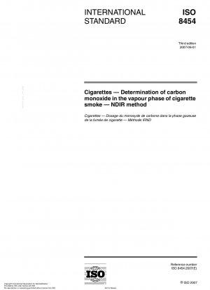 Zigaretten – Bestimmung von Kohlenmonoxid in der Dampfphase von Zigarettenrauch – NDIR-Methode