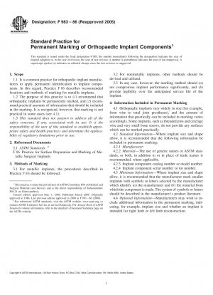 Standardpraxis für die dauerhafte Kennzeichnung orthopädischer Implantatkomponenten