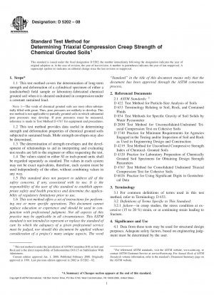 Standardtestverfahren zur Bestimmung der dreiachsigen Kompressions-Kriechfestigkeit von chemisch verpressten Böden