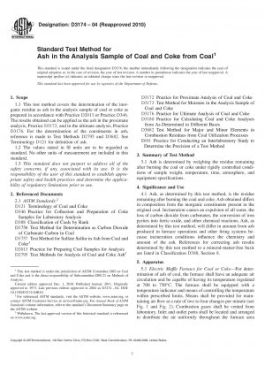 Standardtestmethode für Asche in der Analyseprobe von Kohle und Koks aus Kohle