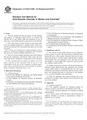 Standardtestmethode für säurelösliches Chlorid in Mörtel und Beton