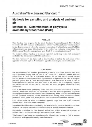 Luftprobenahme und Analysemethoden Bestimmung von polyzyklischen aromatischen Kohlenwasserstoffen (PAK)