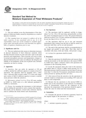 Standardtestmethode für die Feuchtigkeitsexpansion von gebrannten Weißwareprodukten