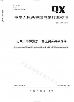 Bestimmung von Formaldehyd in der Umgebungsluft mittels MBTH-Spektrophotometrie