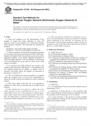 Standardtestmethoden für den chemischen Sauerstoffbedarf (Dichromat-Sauerstoffbedarf) von Wasser