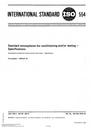 Standardatmosphären zum Konditionieren und/oder Testen; Spezifikationen