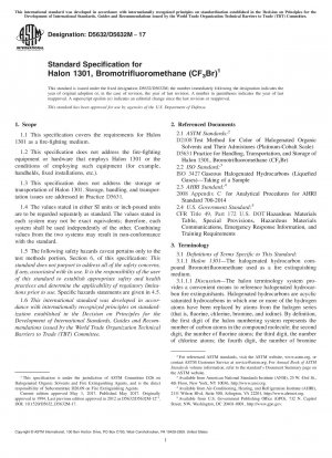 Standardspezifikation für Halon 1301, Bromtrifluormethan (CF3Br)
