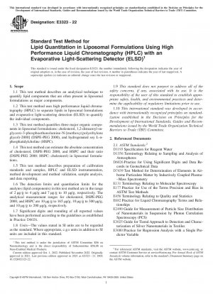 Standardtestmethode zur Lipidquantifizierung in liposomalen Formulierungen mittels Hochleistungsflüssigkeitschromatographie (HPLC) mit einem Evaporative Light-Scattering Detector (ELSD)