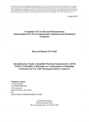 E2551-Testmethoden zur Feuchtigkeitskalibrierung (oder Konformation) von Feuchtigkeitsgeneratoren zur Verwendung mit thermogravimetrischen Analysatoren