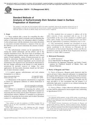 Standardmethoden zur Analyse von Sulfochromat-Ätzlösungen, die bei der Oberflächenvorbereitung von Aluminium verwendet werden