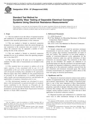 Standardtestverfahren zur Haltbarkeits-Verschleißprüfung trennbarer elektrischer Steckverbindersysteme mittels elektrischer Widerstandsmessungen