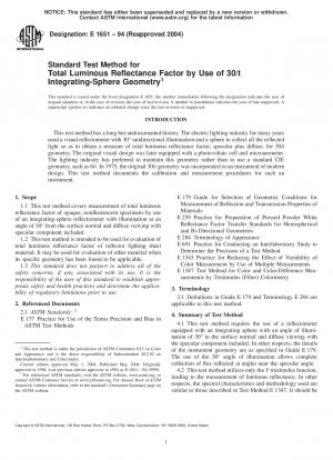 Standardtestmethode für den Gesamtlichtreflexionsfaktor unter Verwendung der 30/t-Ulbrichtkugel-Geometrie (zurückgezogen 2004)