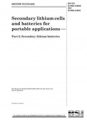 Sekundäre Lithiumzellen und Batterien für tragbare Anwendungen – Sekundäre Lithiumbatterien