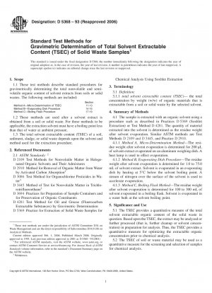 Standardtestmethoden zur gravimetrischen Bestimmung des gesamten lösungsmittelextrahierbaren Gehalts (TSEC) fester Abfallproben