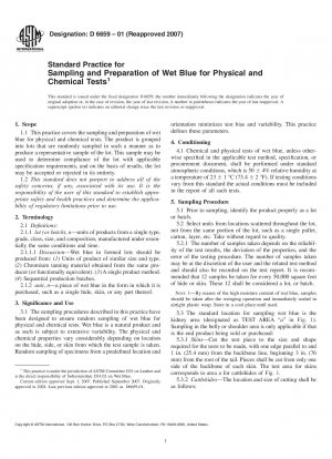 Standardpraxis für die Probenahme und Vorbereitung von Wet Blue für physikalische und chemische Tests