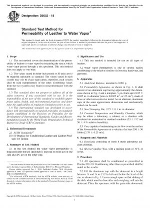 Standardtestmethode für die Wasserdampfdurchlässigkeit von Leder