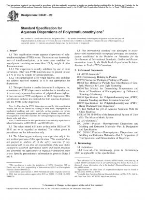 Standardspezifikation für wässrige Dispersionen von Polytetrafluorethylen