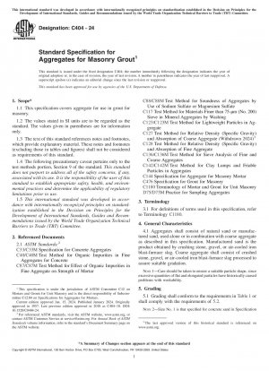 Standardspezifikation für Zuschlagstoffe für Mauermörtel (Standard + Redline PDF Bundle)