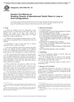 Standardtestmethoden zur Bruchfestigkeit von hergestellten Textilfasern in Schlaufen- oder Knotenkonfigurationen
