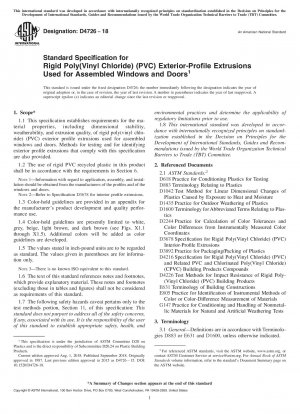 Standardspezifikation für starre Extrusionsprofile aus Poly(vinylchlorid) (PVC), die für zusammengebaute Fenster und Türen verwendet werden