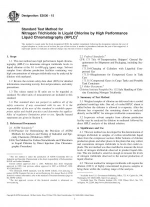 Standardtestmethode für Stickstofftrichlorid in flüssigem Chlor mittels Hochleistungsflüssigkeitschromatographie (HPLC)