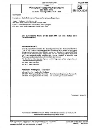 Kupfer – Wasserstoffversprödungstest (ISO 2626:1973); Deutsche Fassung EN ISO 2626:1995