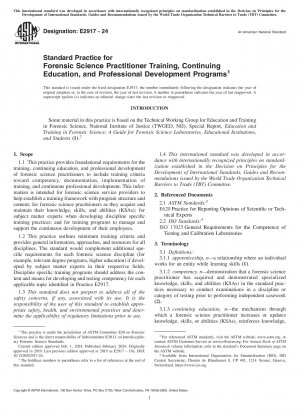 Standardpraxis für die Ausbildung, Weiterbildung und berufliche Weiterentwicklung von forensischen Praktikern