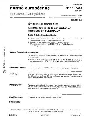 Emissionen aus stationären Quellen. Bestimmung der Massenkonzentration von PCDDs/PCDFs. Teil 2: Extraktion und Reinigung.