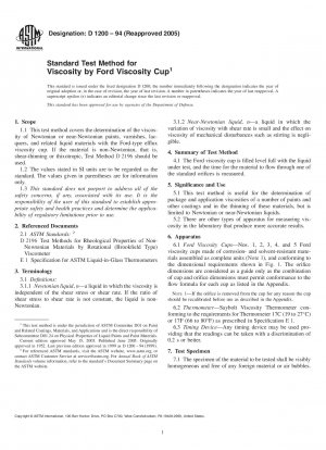 Standardtestmethode für Viskosität durch Ford Viscosity Cup