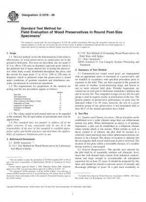 Standardtestmethode zur Feldbewertung von Holzschutzmitteln in runden, nach der Größe untersuchten Proben
