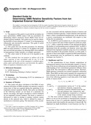 Standardhandbuch zur Bestimmung der relativen SIMS-Empfindlichkeitsfaktoren anhand ionenimplantierter externer Standards