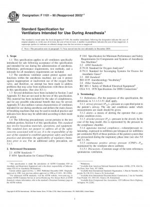 Standardspezifikation für Beatmungsgeräte zur Verwendung während der Anästhesie