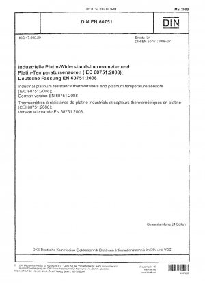 Industrielle Platin-Widerstandsthermometer und Platin-Temperatursensoren (IEC 60751:2008); Deutsche Fassung EN 60751:2008