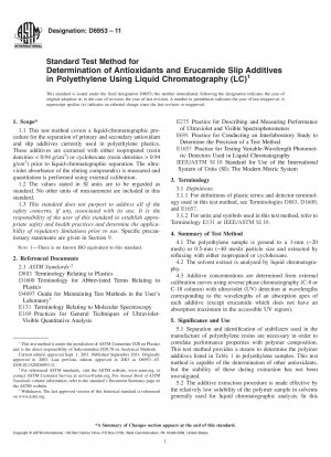 Standardtestmethode zur Bestimmung von Antioxidantien und Erucamid-Gleitadditiven in Polyethylen mittels Flüssigchromatographie (LC)