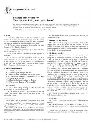 Standardtestmethode für die Garnnummer mithilfe eines automatischen Testers
